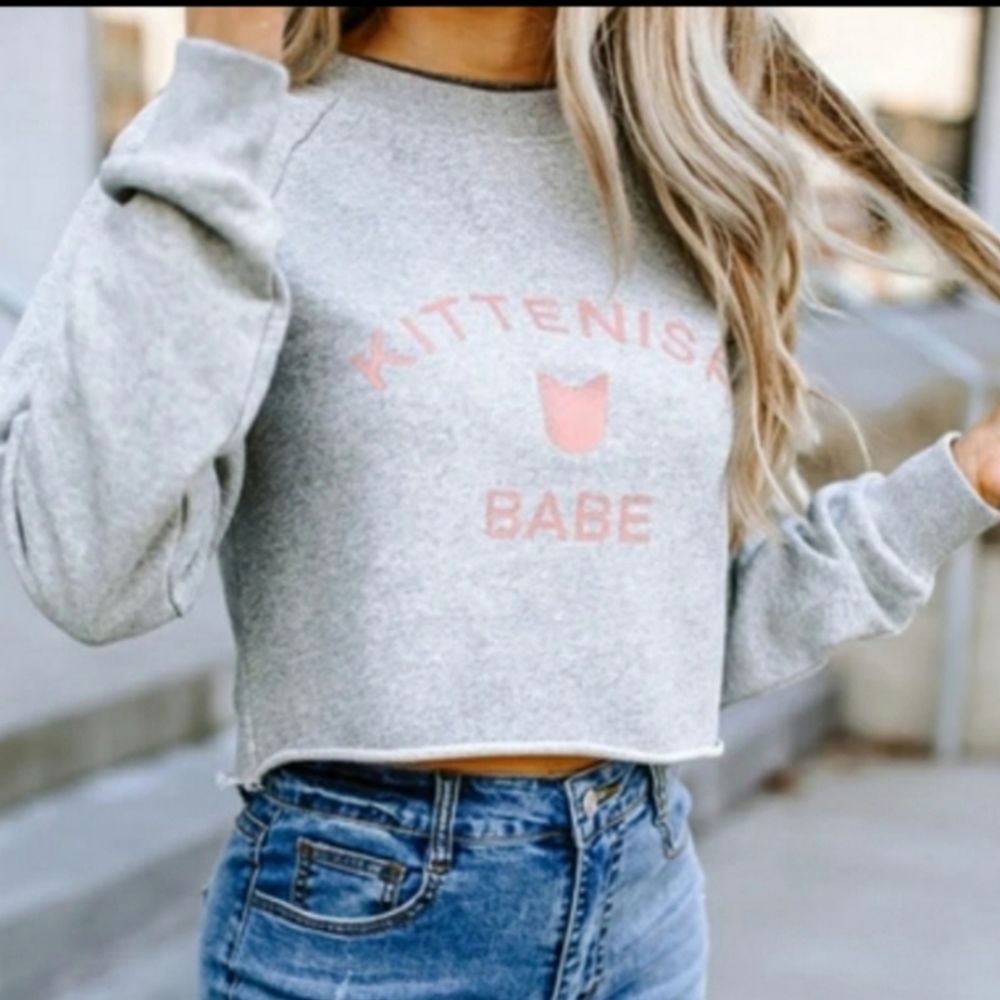 Kittenish‎ Babe Cropped Sweatshirt Size Medium